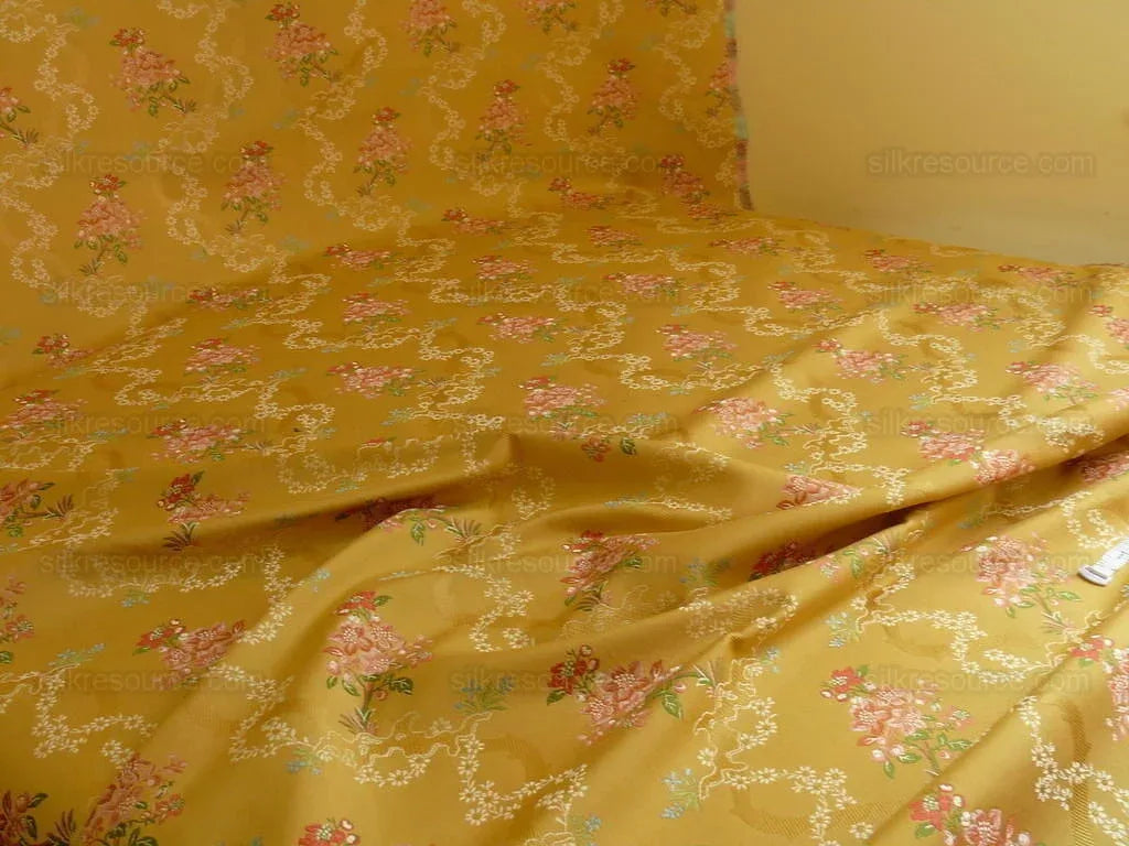 Kravet Couture "rosehips" French Lace Brocade Mustard Yellow Pin