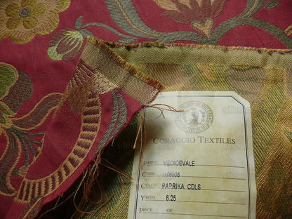 1.125ycoraggio "medioevale" Flower Medallion Lampas Red MSRP USD 600