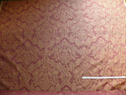 Coraggio Textile "lazio" Renaissance Medallion Rose Urn Linen Damask Ruby Red Gold Cotton LinenMSRP USD 200+/Y