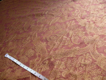 Coraggio Textile "lazio" Renaissance Medallion Rose Urn Linen Damask Ruby Red Gold Cotton LinenMSRP USD 200+/Y