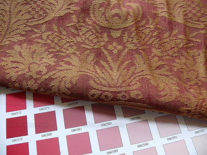 Coraggio Textile "lazio" Renaissance Medallion Rose Urn Linen Damask Ruby Red Gold Cotton LinenMSRP USD 200+/Y