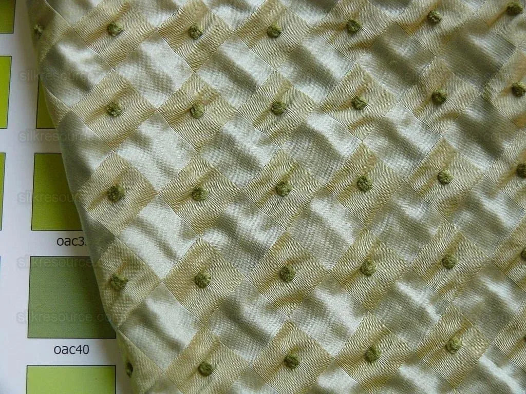 Schumacher Italian Silk Mini Check Dot "petit Printemp" Mint Gre