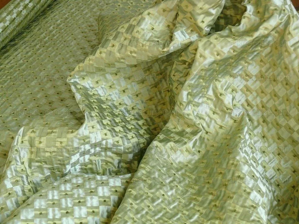 Schumacher Italian Silk Mini Check Dot "petit Printemp" Mint Gre