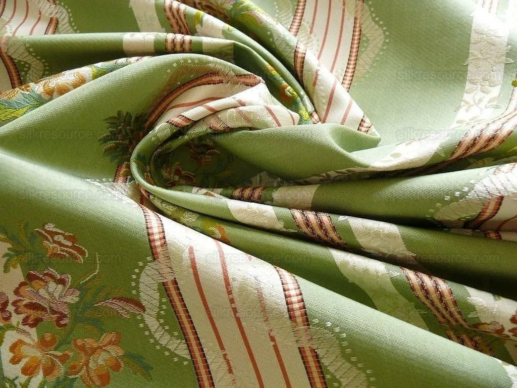 Lee Jofa Maria Brocade Deeper Forest Green Peach Copper Rose White MSRP USD 456/Y