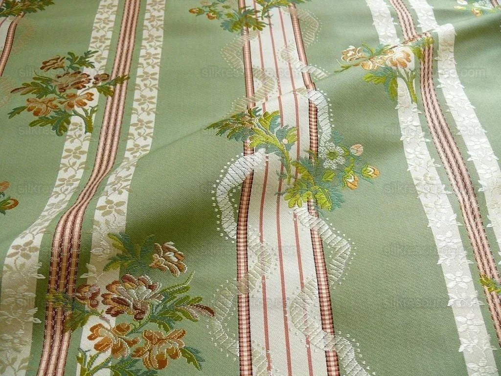 Lee Jofa Maria Brocade Deeper Forest Green Peach Copper Rose White MSRP USD 456/Y