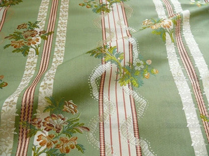 Lee Jofa Maria Brocade Deeper Forest Green Peach Copper Rose White MSRP USD 456/Y