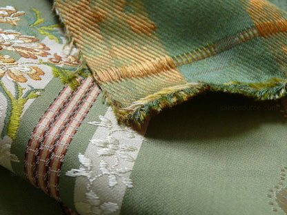 Lee Jofa Maria Brocade Deeper Forest Green Peach Copper Rose White MSRP USD 456/Y