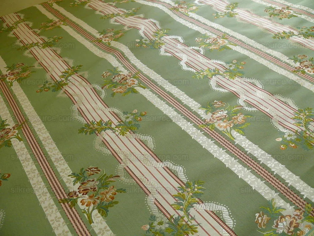 Lee Jofa Maria Brocade Deeper Forest Green Peach Copper Rose White MSRP USD 456/Y