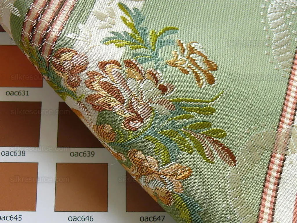 Lee Jofa Maria Brocade Deeper Forest Green Peach Copper Rose White MSRP USD 456/Y