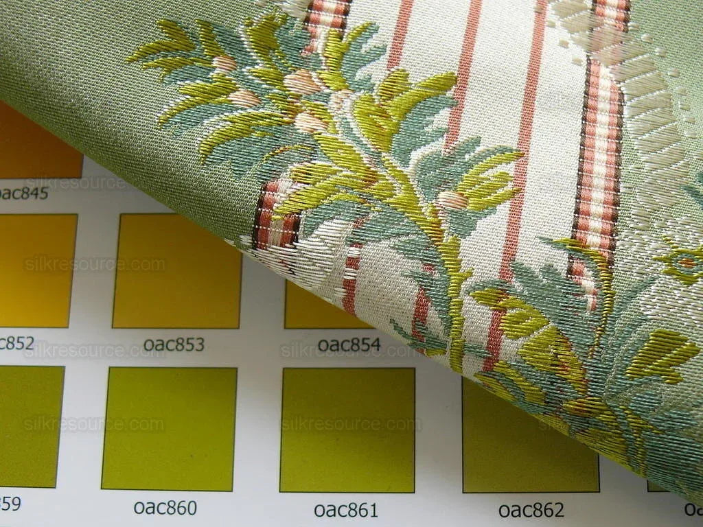 Lee Jofa Maria Brocade Deeper Forest Green Peach Copper Rose White MSRP USD 456/Y