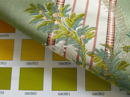 Lee Jofa Maria Brocade Deeper Forest Green Peach Copper Rose White MSRP USD 456/Y