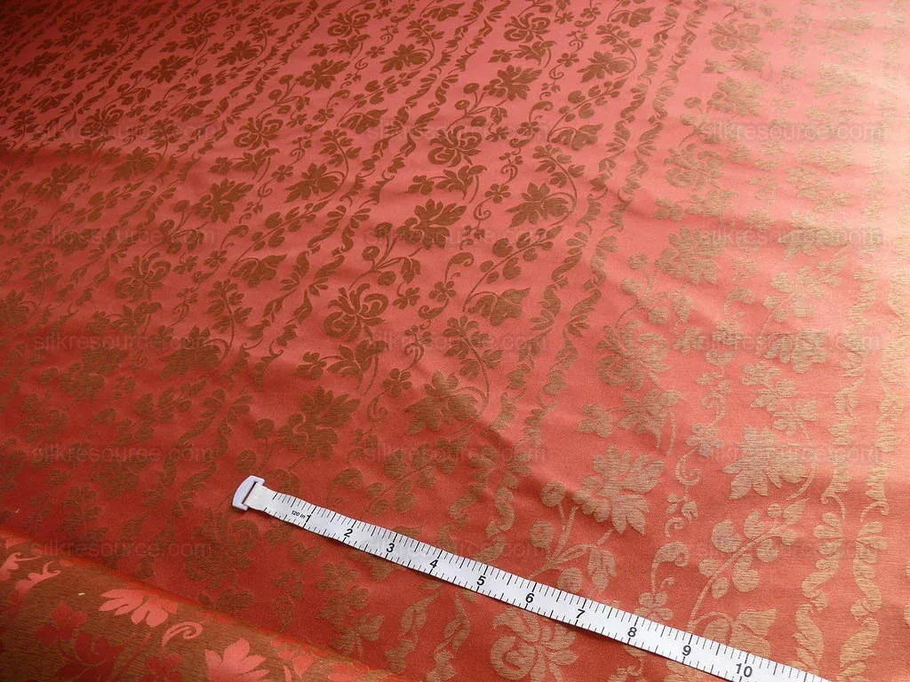 Lee Jofa "romantic Silk" Vine Stripe Red Copper Gold MSRP USD 196