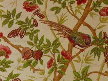 Lee Jofa Ceylon Linen Print Chinoserie Birds Tree Peony MSRP USD 268