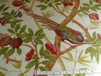 Lee Jofa Ceylon Linen Print Chinoserie Birds Tree Peony MSRP USD 268