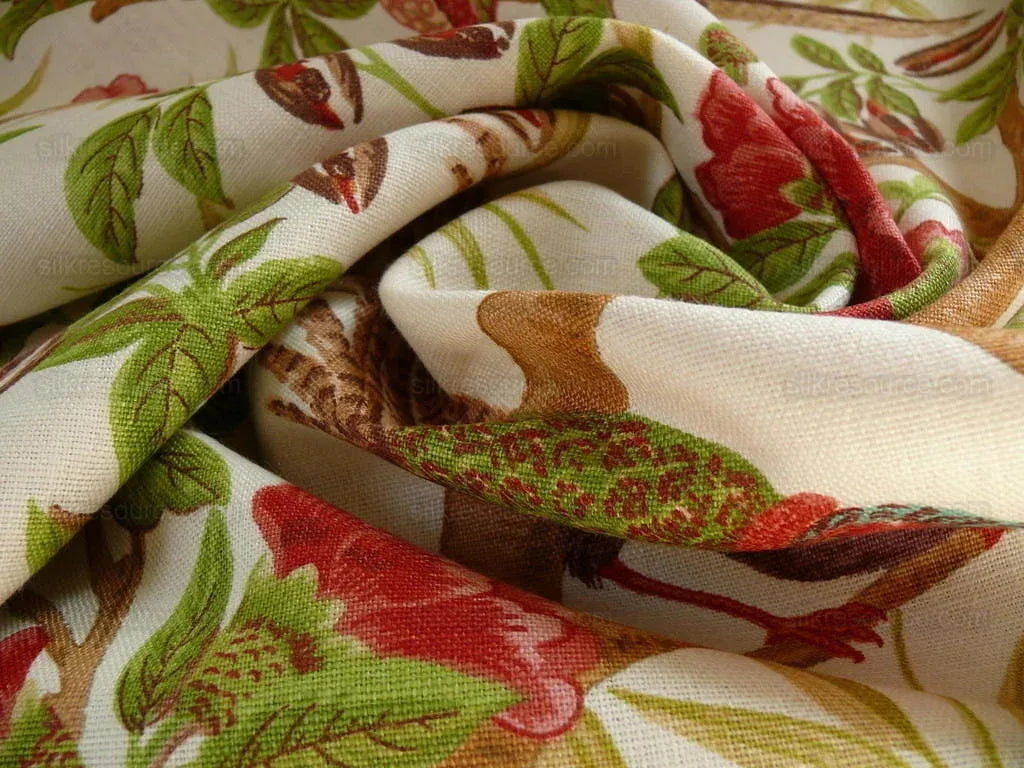 Lee Jofa Ceylon Linen Print Chinoserie Birds Tree Peony MSRP USD 268