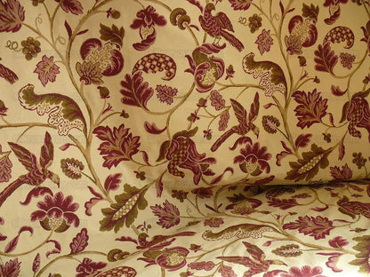 8.5 Yd Lee Jofa Cavendish Jacob Burgundy Gold Bird Tree Of Life