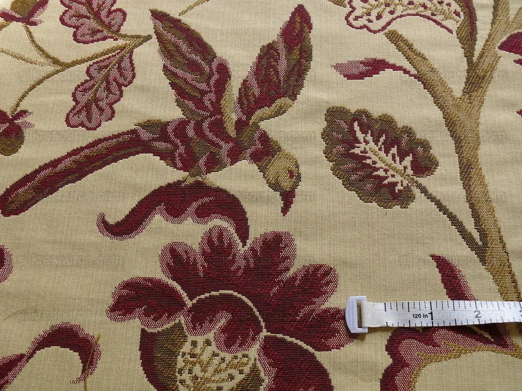 8.5 Yd Lee Jofa Cavendish Jacob Burgundy Gold Bird Tree Of Life