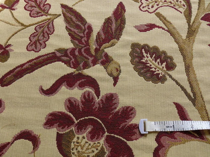 8.5 Yd Lee Jofa Cavendish Jacob Burgundy Gold Bird Tree Of Life