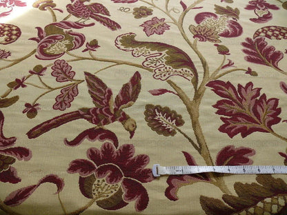8.5 Yd Lee Jofa Cavendish Jacob Burgundy Gold Bird Tree Of Life