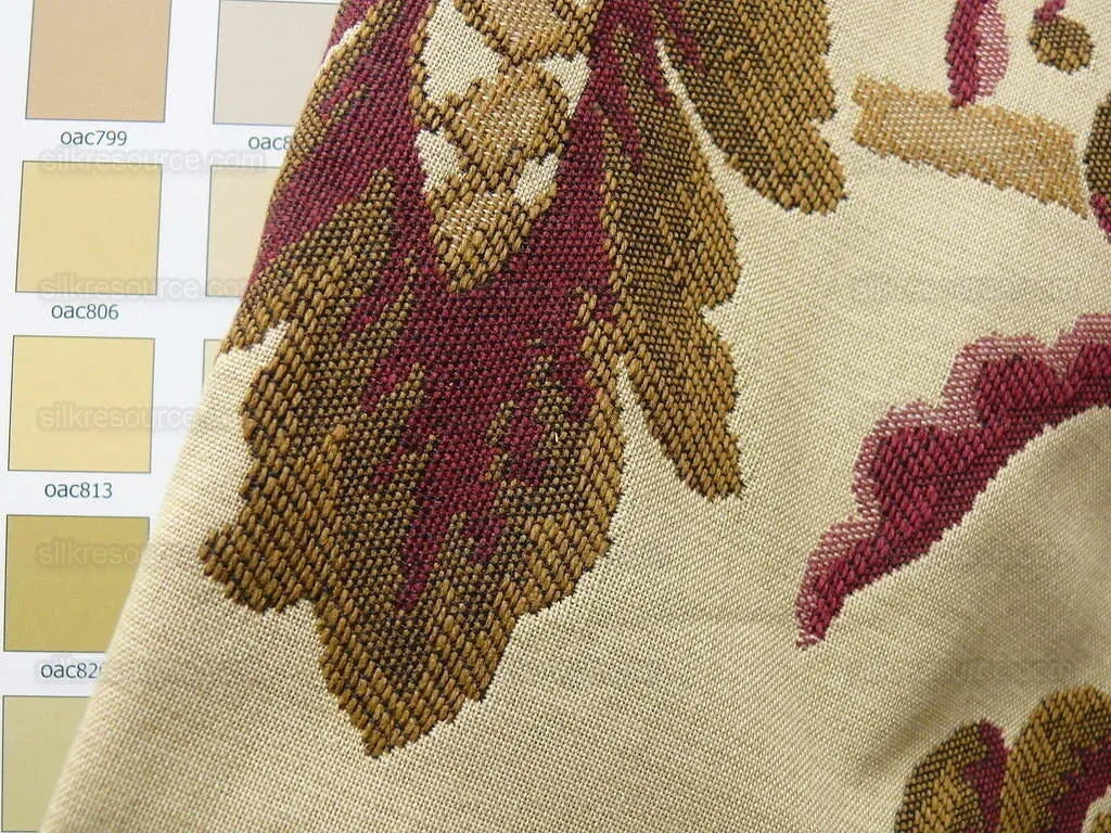 8.5 Yd Lee Jofa Cavendish Jacob Burgundy Gold Bird Tree Of Life