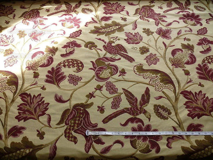 8.5 Yd Lee Jofa Cavendish Jacob Burgundy Gold Bird Tree Of Life