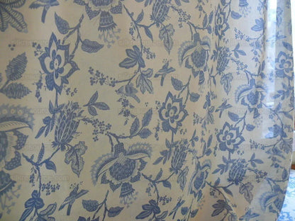 2+1.8y Lee Jofa Olivet Sheer Jacobean Flower Birds Blue &amp; White 100% Cotton Sheer