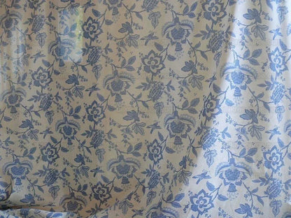 2+1.8y Lee Jofa Olivet Sheer Jacobean Flower Birds Blue &amp; White 100% Cotton Sheer