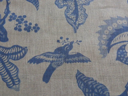 2+1.8y Lee Jofa Olivet Sheer Jacobean Flower Birds Blue &amp; White 100% Cotton Sheer