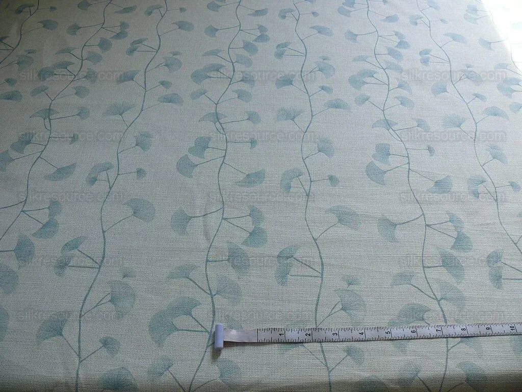 Lee Jofa Groundworks "fans" Ginkgo Print Linen Blue White 6y