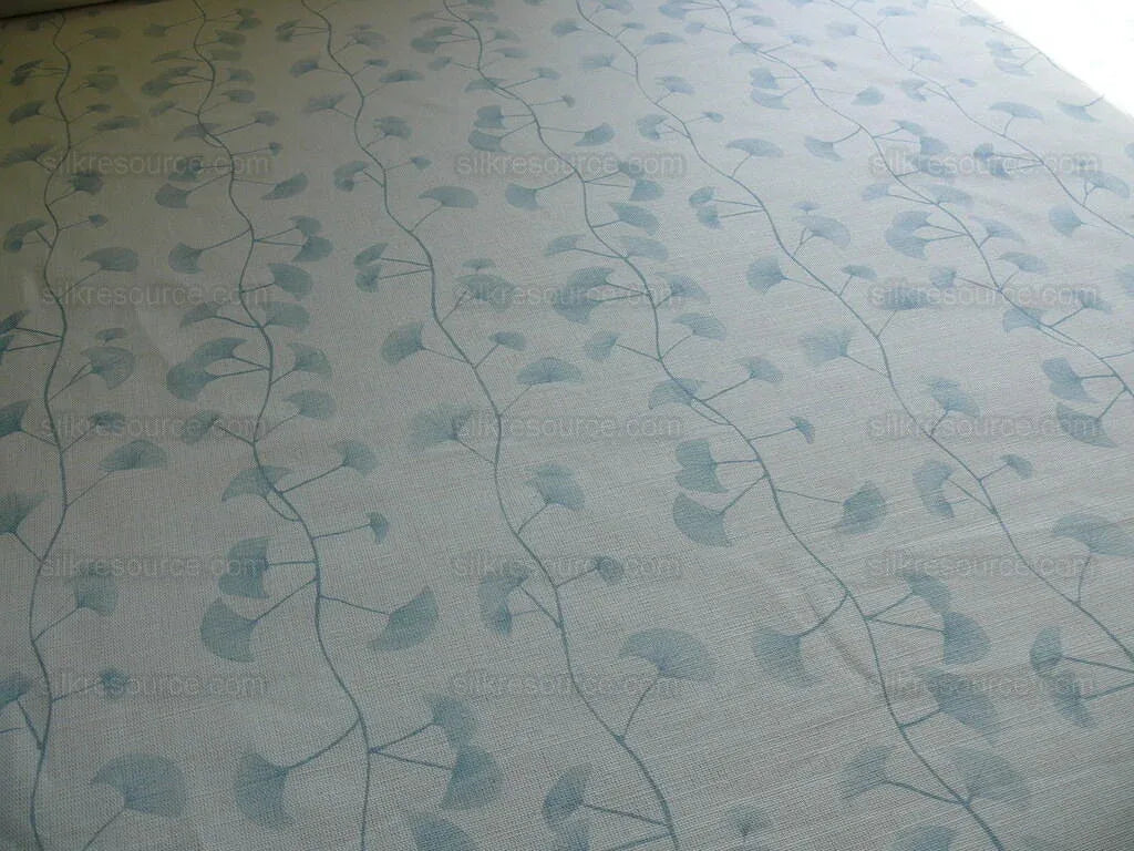 Lee Jofa Groundworks "fans" Ginkgo Print Linen Blue White 6y