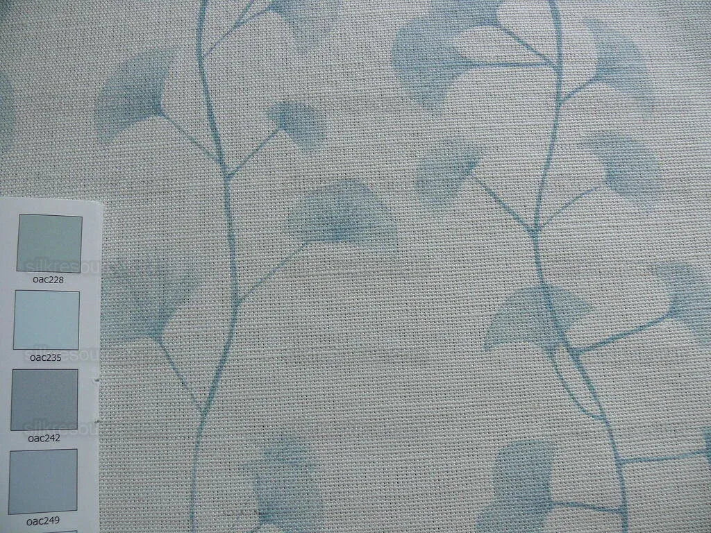 Lee Jofa Groundworks "fans" Ginkgo Print Linen Blue White 6y