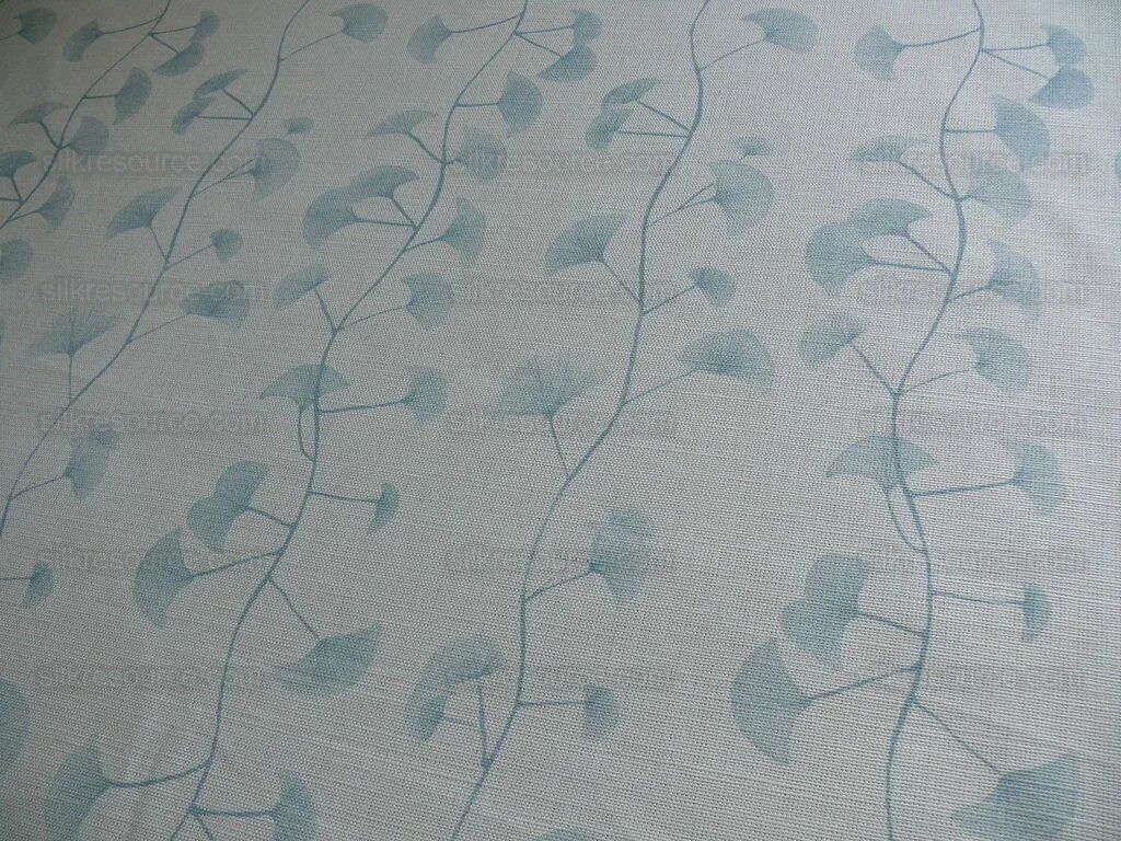 Lee Jofa Groundworks "fans" Ginkgo Print Linen Blue White 6y
