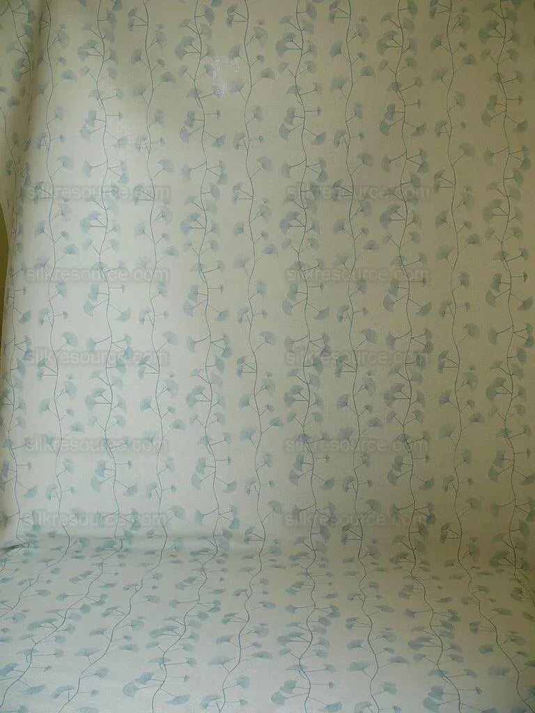 Lee Jofa Groundworks "fans" Ginkgo Print Linen Blue White 6y