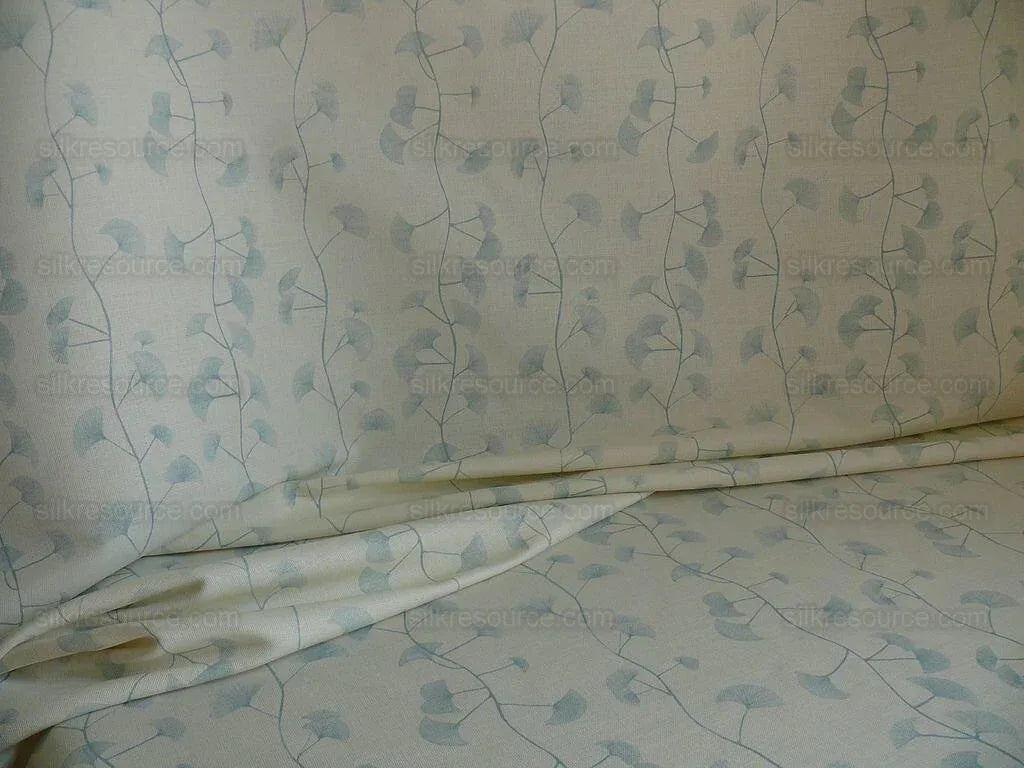 Lee Jofa Groundworks "fans" Ginkgo Print Linen Blue White 6y