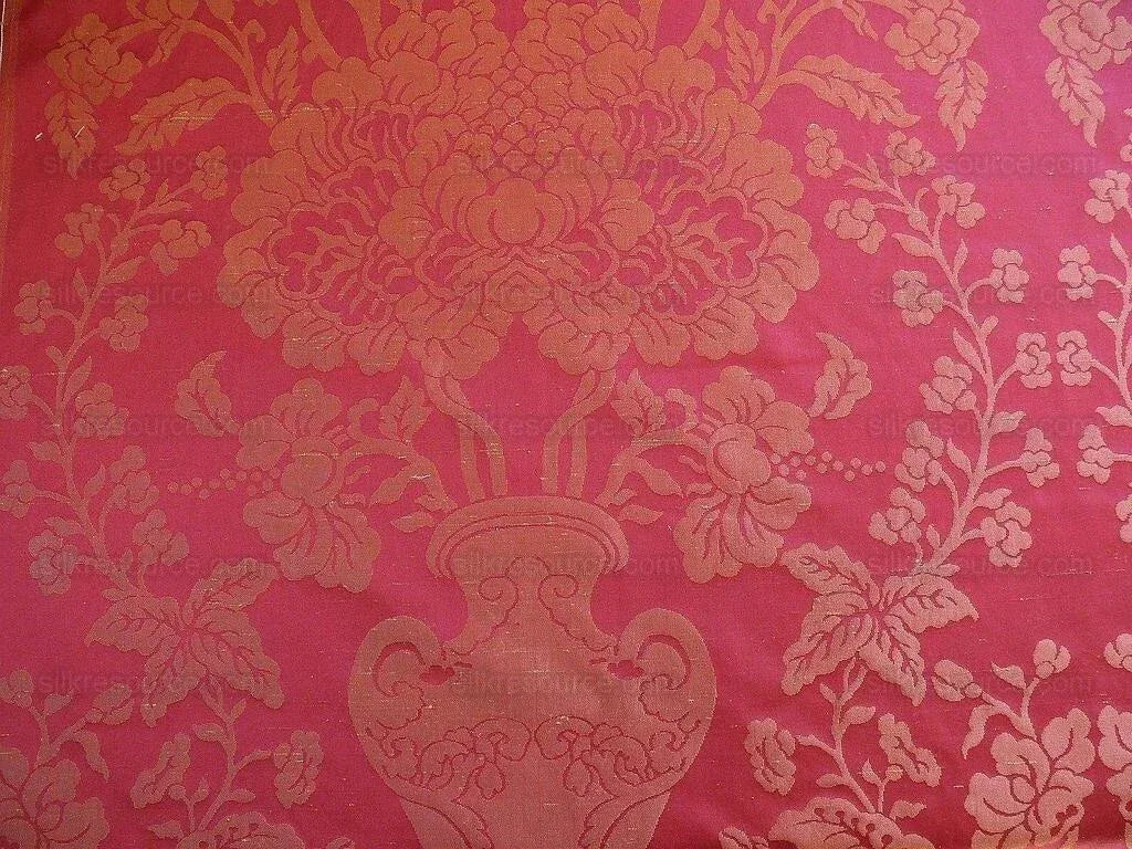 Scalamandre Raffaellesco Chino Vase Huge Peony Rosy Red Silk Dam