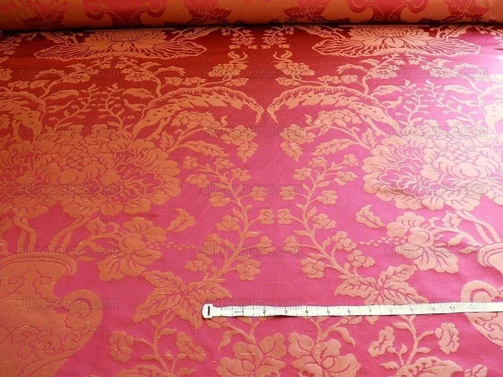 Scalamandre Raffaellesco Chino Vase Huge Peony Rosy Red Silk Dam