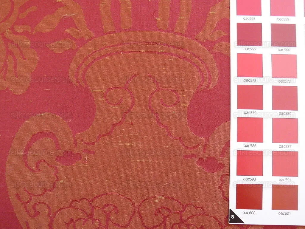 Scalamandre Raffaellesco Chino Vase Huge Peony Rosy Red Silk Dam