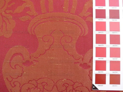 Scalamandre Raffaellesco Chino Vase Huge Peony Rosy Red Silk Dam