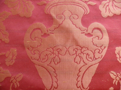 Scalamandre Raffaellesco Chino Vase Huge Peony Rosy Red Silk Dam