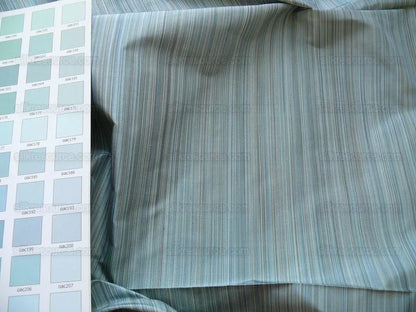 TEAL BLUE GREY 100%SILK TAFFETA STRIE PIN STRIPE 1.6Y KRAVET