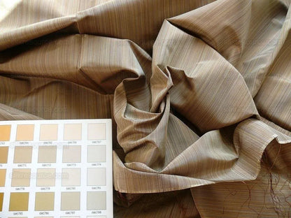Kravet Prism 100%silk Taffeta Strie Pin Stripe Coffee Brown 1.6y