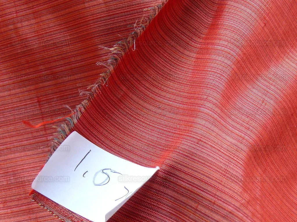 Kravet Prism Strawberry Red 100%silk Taffeta Strie 1.7y
