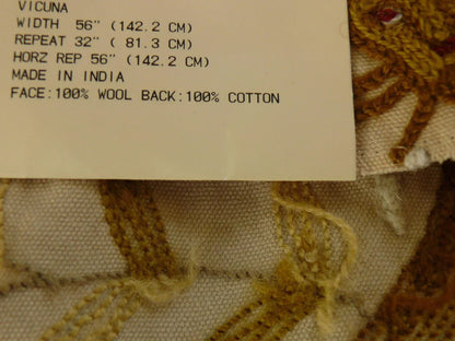 By yard Lee Jofa Hand Crewel Almora Lion Elephant Monkey Safari Gold Brown MSRP USD 316/Y