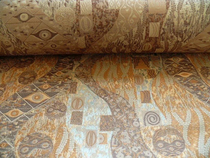 Bty Klimt 100% Silk Lampas! Art Deco 440 Cloudy Green Bronze Brown MSRP USD 275/y