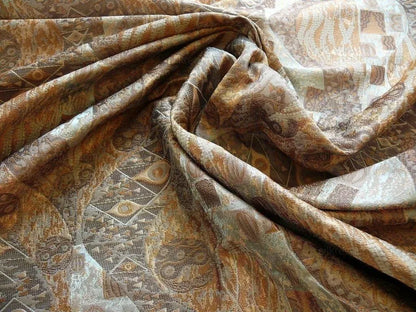 Bty Klimt 100% Silk Lampas! Art Deco 440 Cloudy Green Bronze Brown MSRP USD 275/y