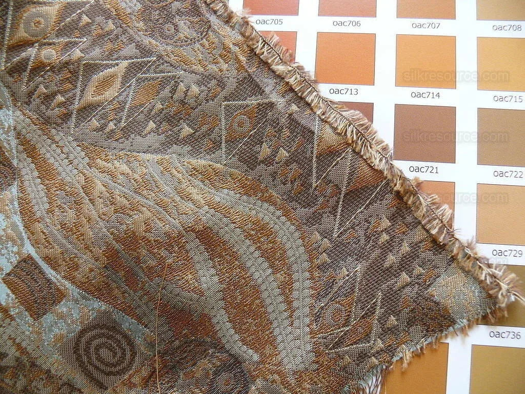 Bty Klimt 100% Silk Lampas! Art Deco 440 Cloudy Green Bronze Brown MSRP USD 275/y