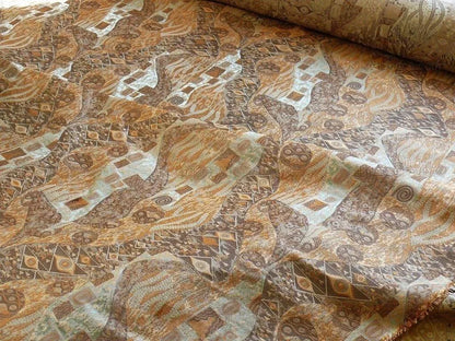 Bty Klimt 100% Silk Lampas! Art Deco 440 Cloudy Green Bronze Brown MSRP USD 275/y