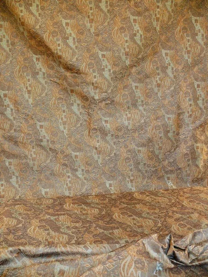 Bty Klimt 100% Silk Lampas! Art Deco 440 Cloudy Green Bronze Brown MSRP USD 275/y