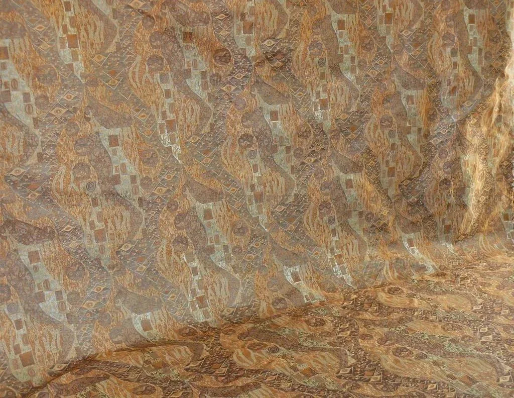 Bty Klimt 100% Silk Lampas! Art Deco 440 Cloudy Green Bronze Brown MSRP USD 275/y