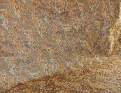 Bty Klimt 100% Silk Lampas! Art Deco 440 Cloudy Green Bronze Brown MSRP USD 275/y